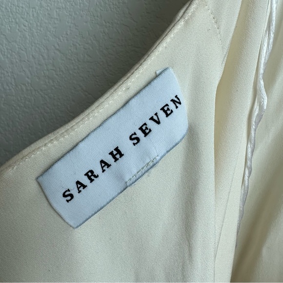 Sarah Seven Kir Wedding Dress Short Sleeve Open Back Train Size 16 Tailored - Picture 7 of 16